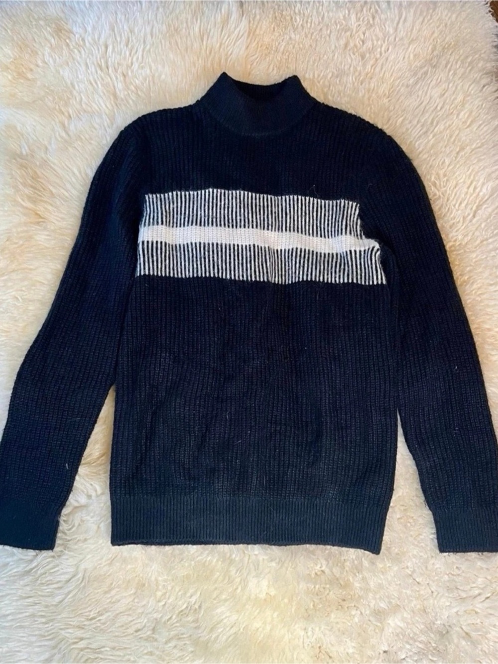 H & M Wool Blend Mock Neck Long Sleeve Knit Sweater-Extra Small-Preppy
